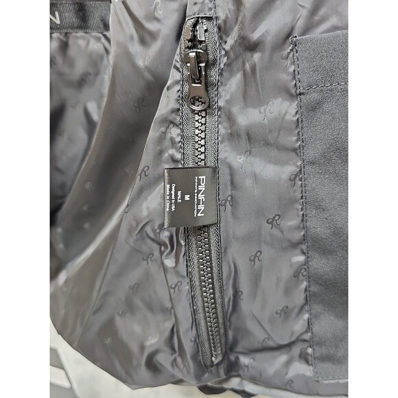 NWT Pinfin Men Windbreaker Jacket Black Size Lg Detachable Hood Zip Pockets - Picture 7 of 14